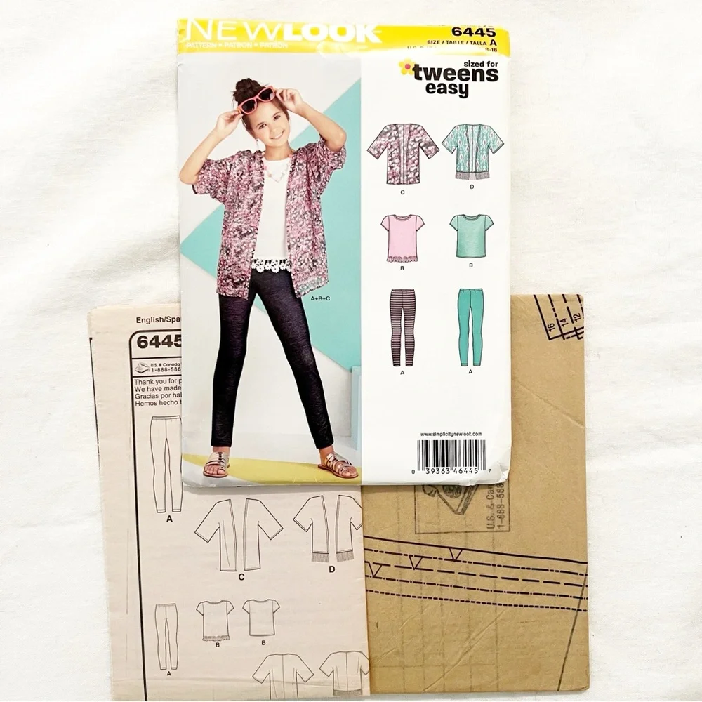 New Look 6445 Tween Girls Pattern – Tops, Leggings & Jacket (8–16)